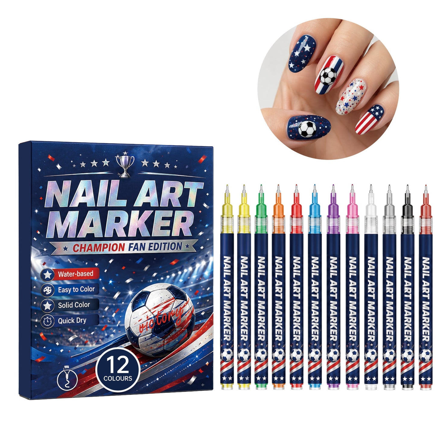 Raznave™12-color fan-themed nail art brushes