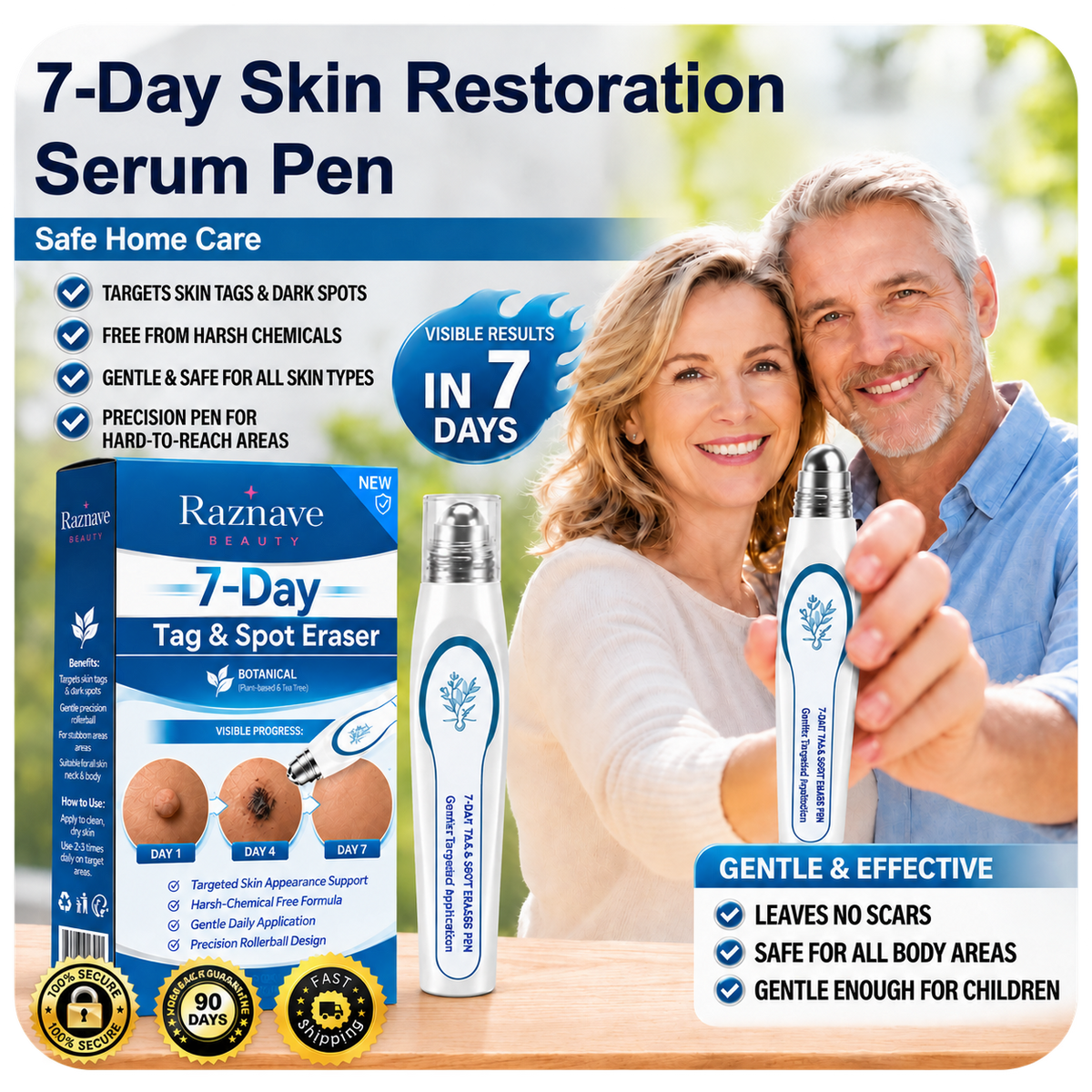 Raznave®7-Day Skin Tag & Spot Eraser, Painless Scar-Free Imperfection Removal Rollerball Pen